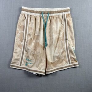 Nike DNA Basketball Shorts Medium Tan Floral Halftone Grid Hoop Streetwear Retro
